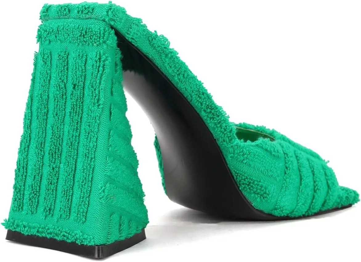 keleimusi Women's Trendy Square Toe Block Heel Dress Mules with Wide Strap