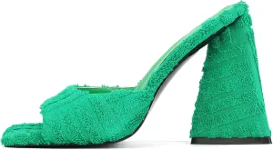 keleimusi Women's Trendy Square Toe Block Heel Dress Mules with Wide Strap