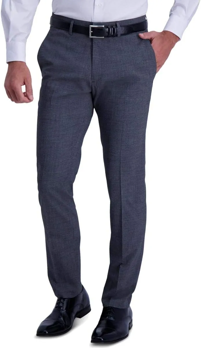 Kenneth Cole Men's Stretch Heather Glen Plaid Slim Fit Flat Front Dress Pant