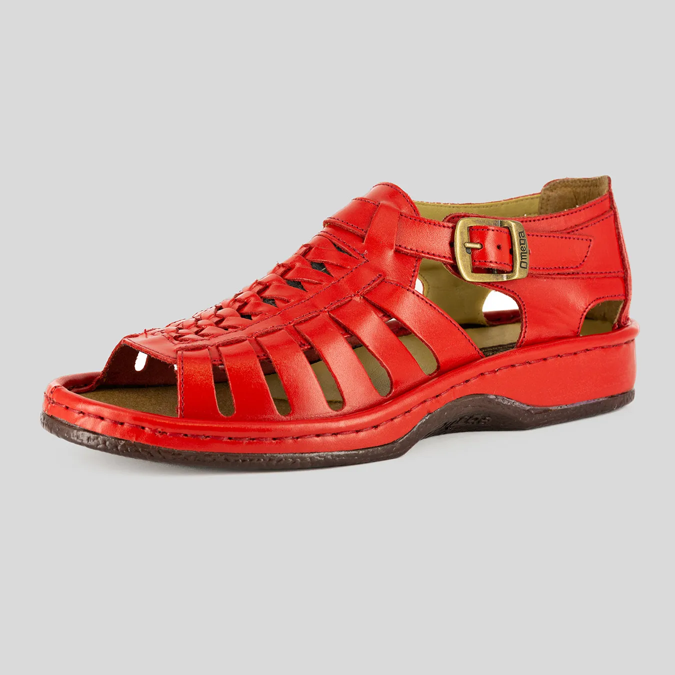 Kgosi : Leather Sandal in Red Soft Saddle