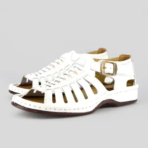 Kgosi : Leather Sandal in White Soft Saddle Leather