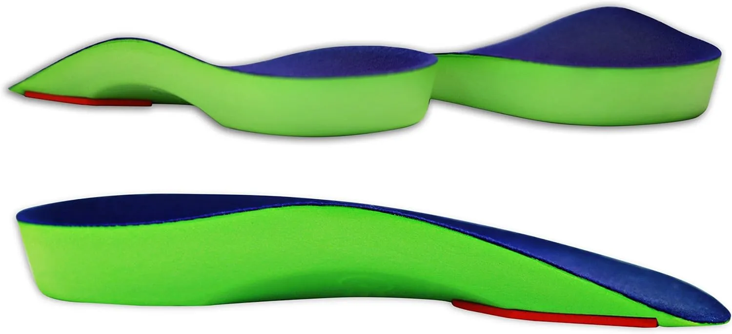KidSole 3/4 Length Neon Shield Arch Support Insole for kids with foot pronation, flat feet, or any other undiagnosed arch support issues (Big Kids Size US 4-7.5)