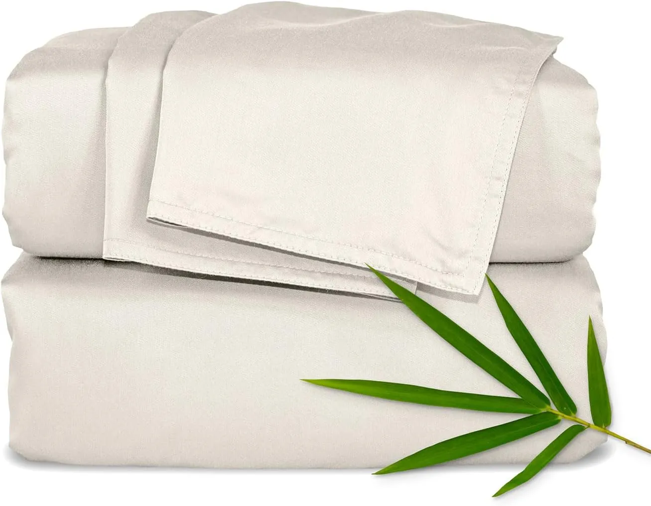 King Sheets by Pure Bamboo, Genuine 100% Organic Viscose Derived from Bamboo Bed Sheet Set, Luxuriously Soft & Cooling, Double Stitching, Lifetime Quality Promise (King, Creme)