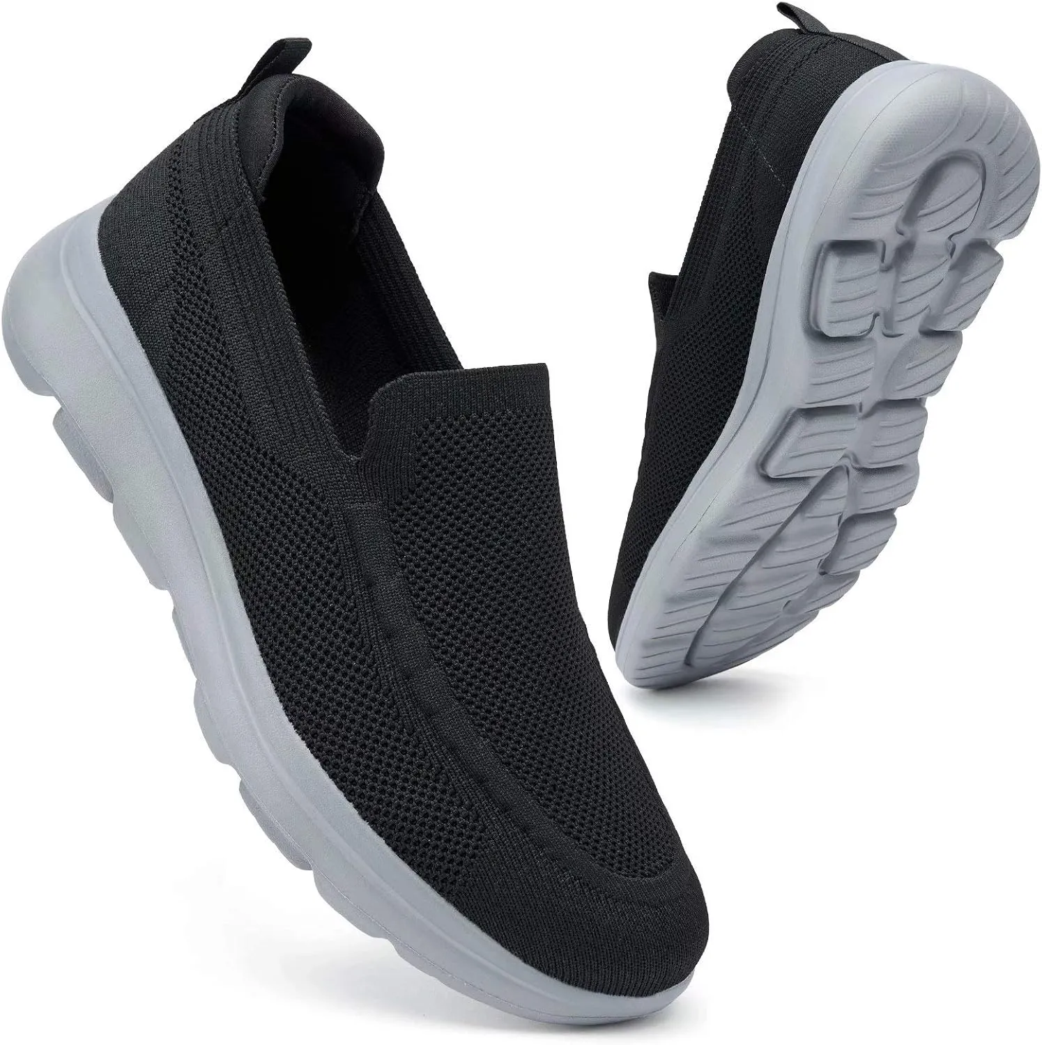 konhill Men's Walking Shoes Slip on Loafers- Mesh Casual Tennis Sneaker Breathable Shoes