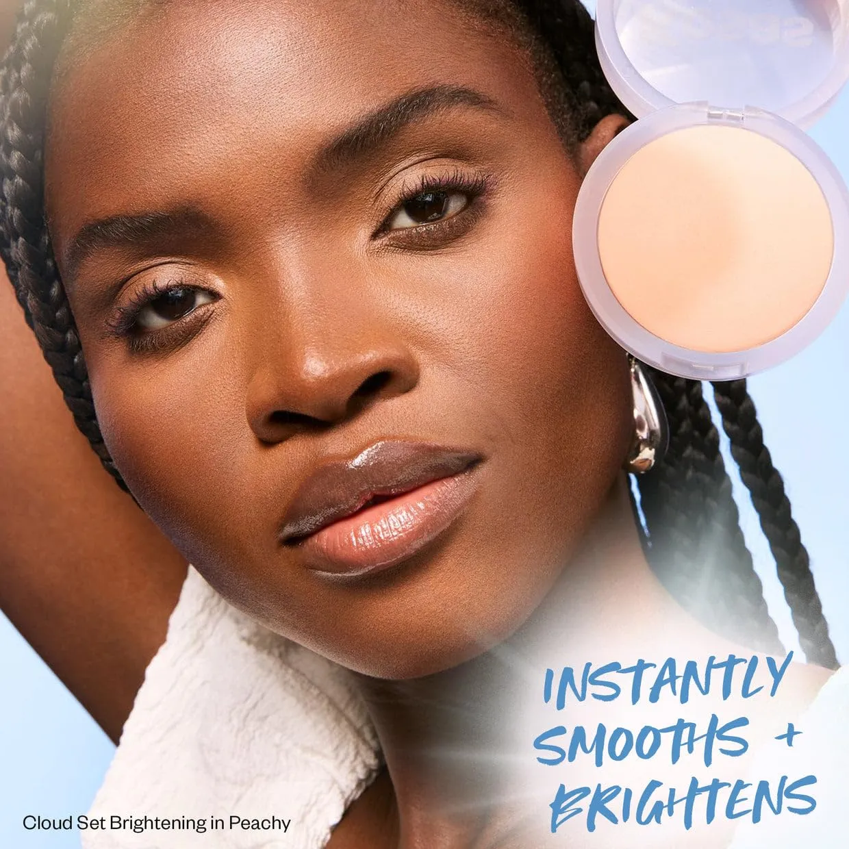 Kosas Cloud Set Face Brightening Powder - Pressed Brightening Powder, Smooths Shine Control, Coverage for Dark Undereye & Uneven Skin - Lightweight Setting Powder - Peachy (Sheer Brightening Peach)