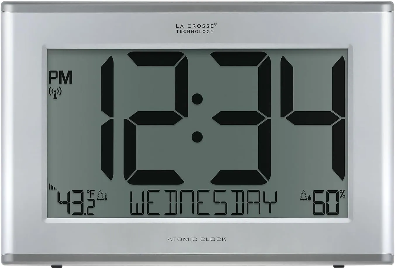 La Crosse Technology 513-63867-INT Extra-Large Slim Atomic Digital Clock with Outdoor Temperature and Humidity