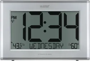 La Crosse Technology 513-63867-INT Extra-Large Slim Atomic Digital Clock with Outdoor Temperature and Humidity