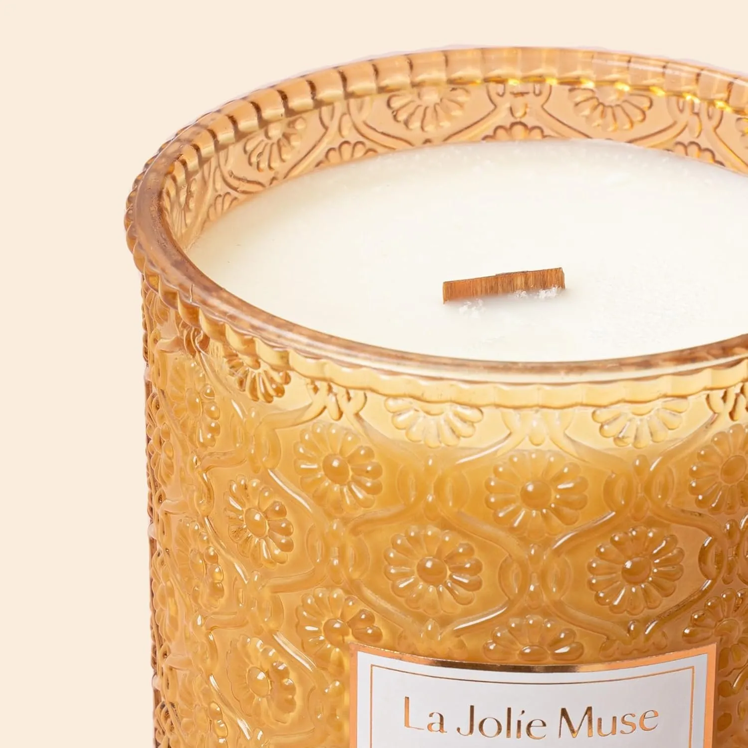 LA JOLIE MUSE Sandalwood Candle, 19 oz Wood Wicked Large Candles for Home Scented, Scented Candle Gifts for Men&Women, Long Burning Glass Jar Candles, Santal Himalayen