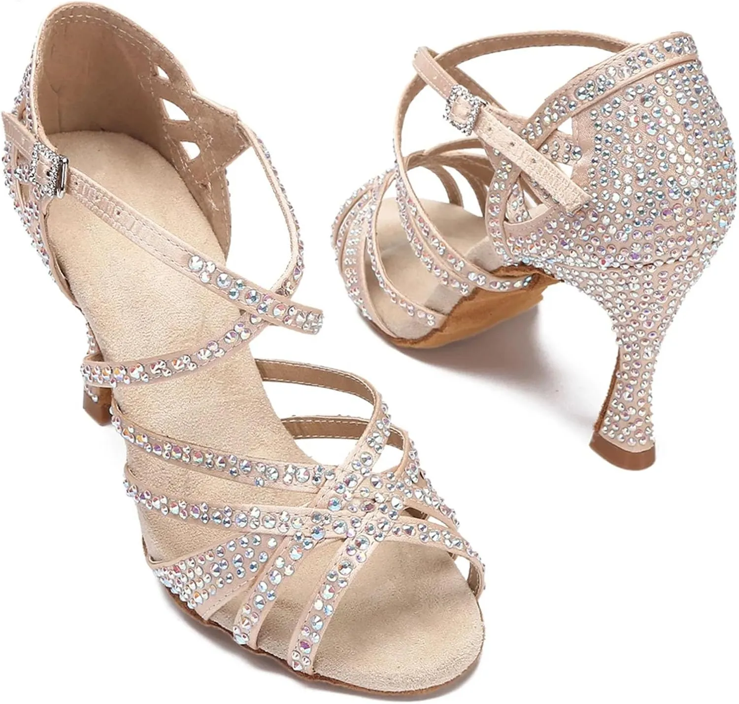 Ladies Crystal-Embellished Wedding Sandals - Soft Sole Heels with Rhinestone Accents for Bridal Receptions (6CM/2.36")