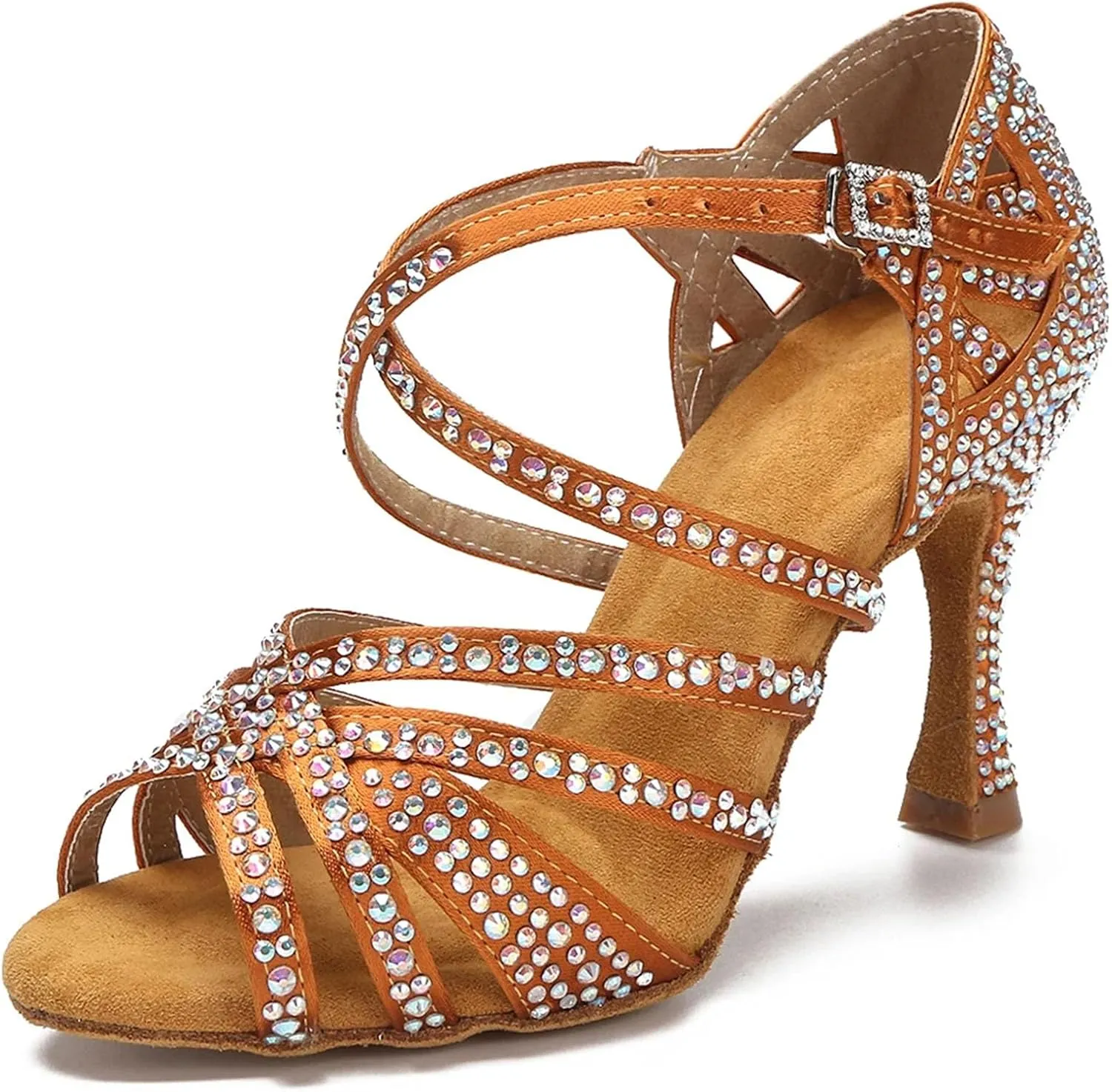 Ladies Crystal-Embellished Wedding Sandals - Soft Sole Heels with Rhinestone Accents for Bridal Receptions (6CM/2.36")