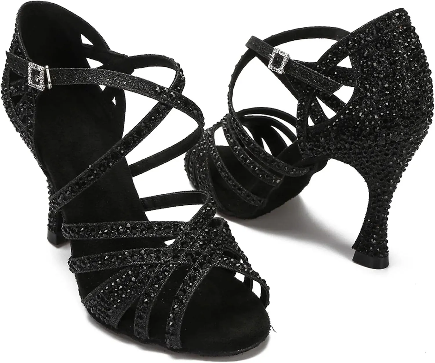 Ladies Crystal-Embellished Wedding Sandals - Soft Sole Heels with Rhinestone Accents for Bridal Receptions (6CM/2.36")