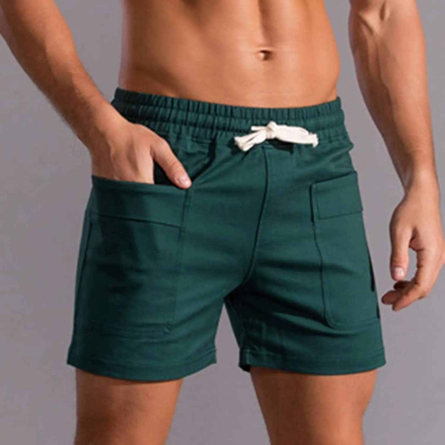 Lastesso Running Shorts Men Casual Flat Front Shorts Cotton Lightweight Running Shorts with Pockets Athletic Shorts Summer