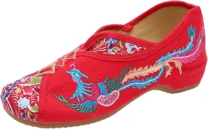 Lazutom Women Lady Vintage Chinese Style Embroidery Slip-On Cheongsam Walking Shoes