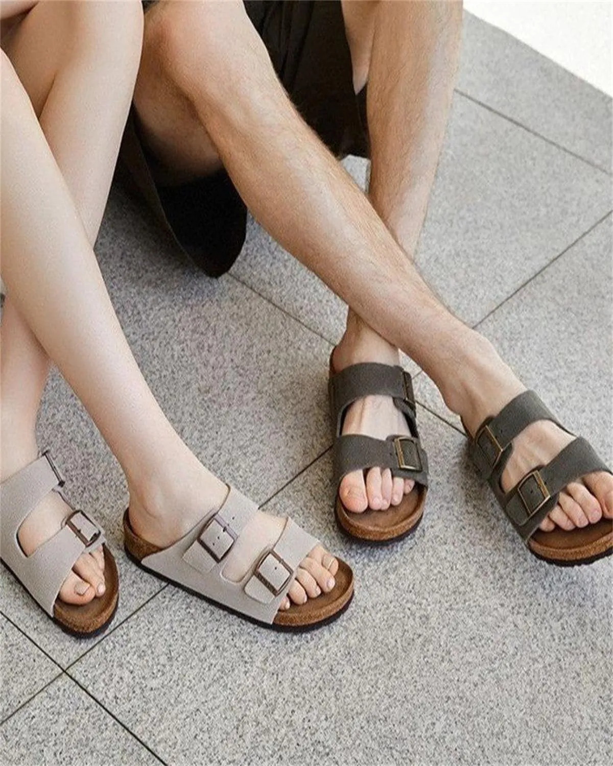 Leather Sandals for Women - Suede Buckle Summer Slides, Comfortable Beach Vacation Sandals, Flat Clogs & Slip on for Women