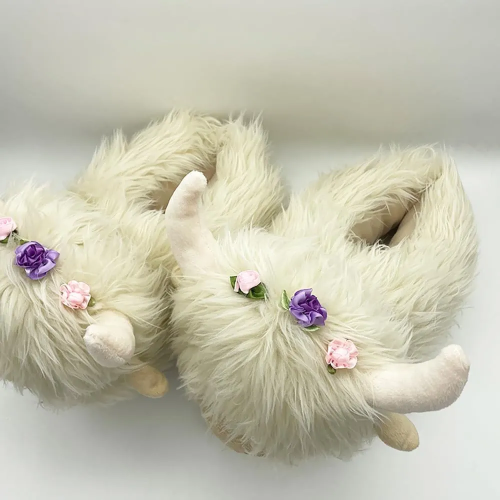 LELEBEAR Highland Cow Plush Scottish Cow Slippers, Soft Warm Animal Home Indoor Slippers