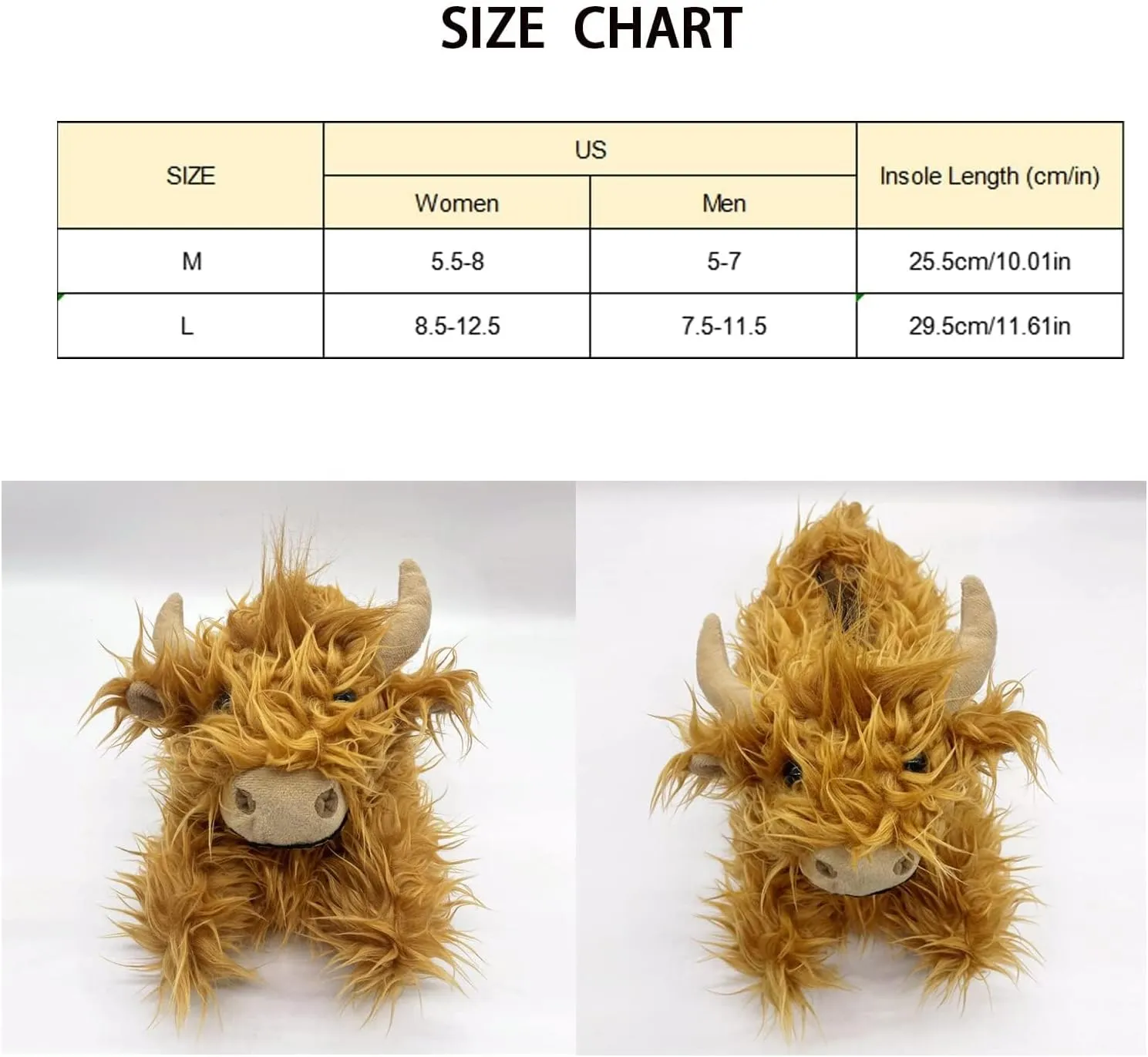 LELEBEAR Highland Cow Plush Scottish Cow Slippers, Soft Warm Animal Home Indoor Slippers