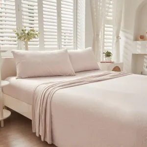 LIFETOWN 100% Jersey Knit Cotton Bed Sheet Ultra Soft T-Shirt Feel Bedding Sheet 1 Piece Flat Sheet Breathable Wrinkle-Free (Heathered Oatmeal Beige, Queen)