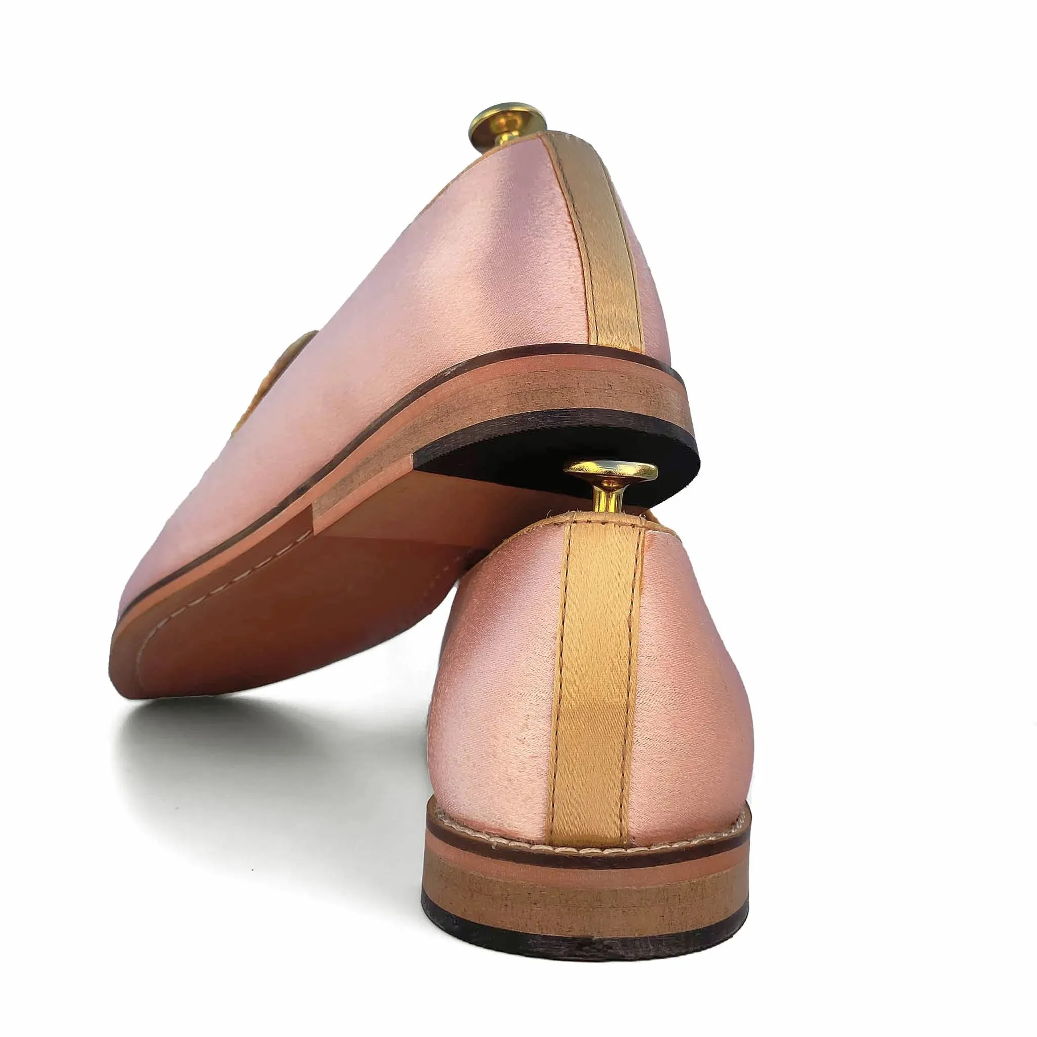 Light Pink Jave Apron Embroidery Wedding Ethnic Loafer Slipon for Men