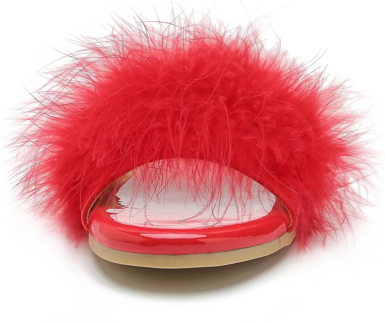 LIURUIJIA Women's Fluffy Feather Slippers Fur Slide Flat Sandals Cozy Slip On Stylish Summer Casual Party Indoor Outdoor Flats Shoes