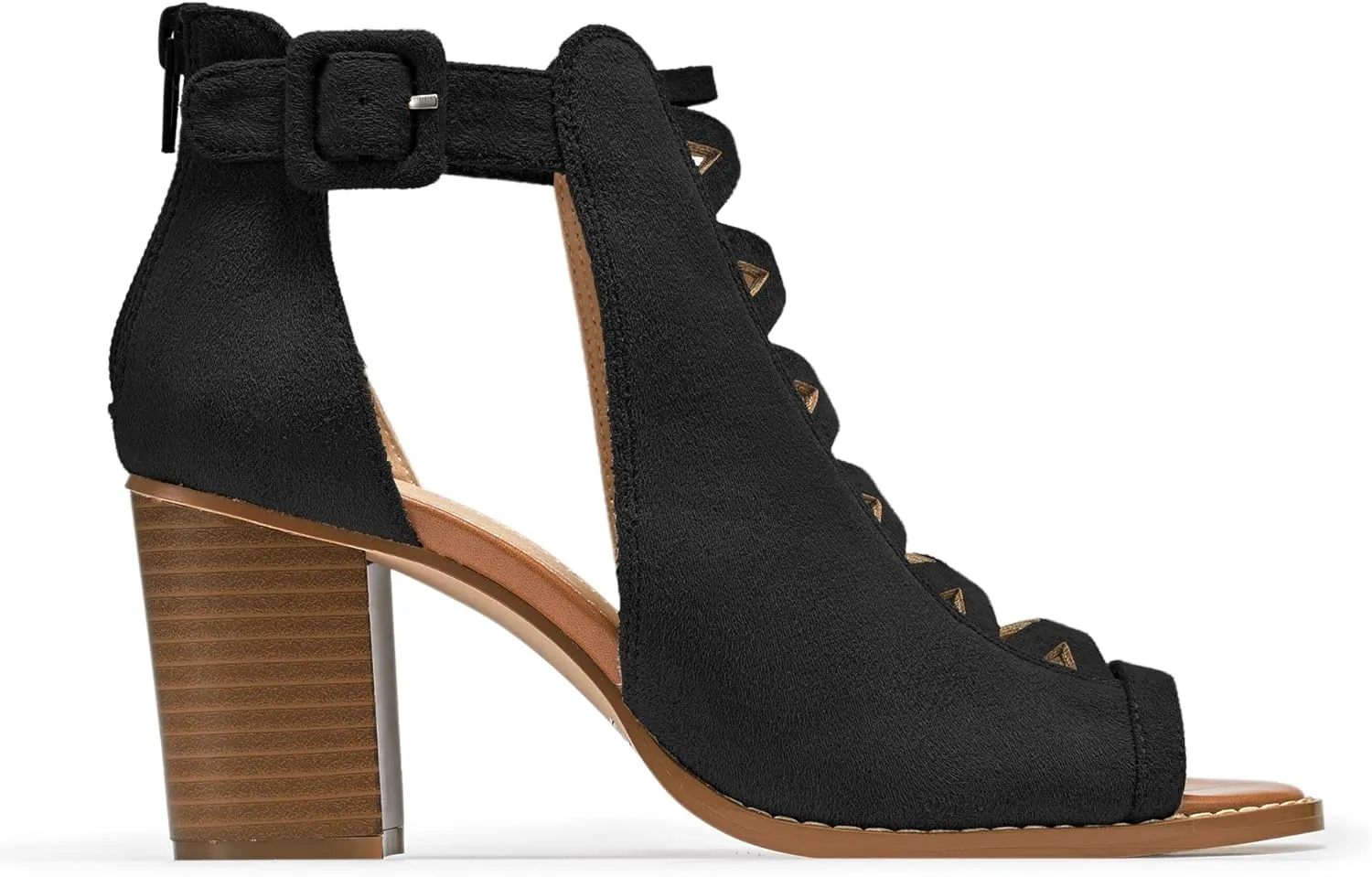 Liyuandian Womens Chunky Heel Open Toe Ankle Strap Zipper Back High Heel Sandals