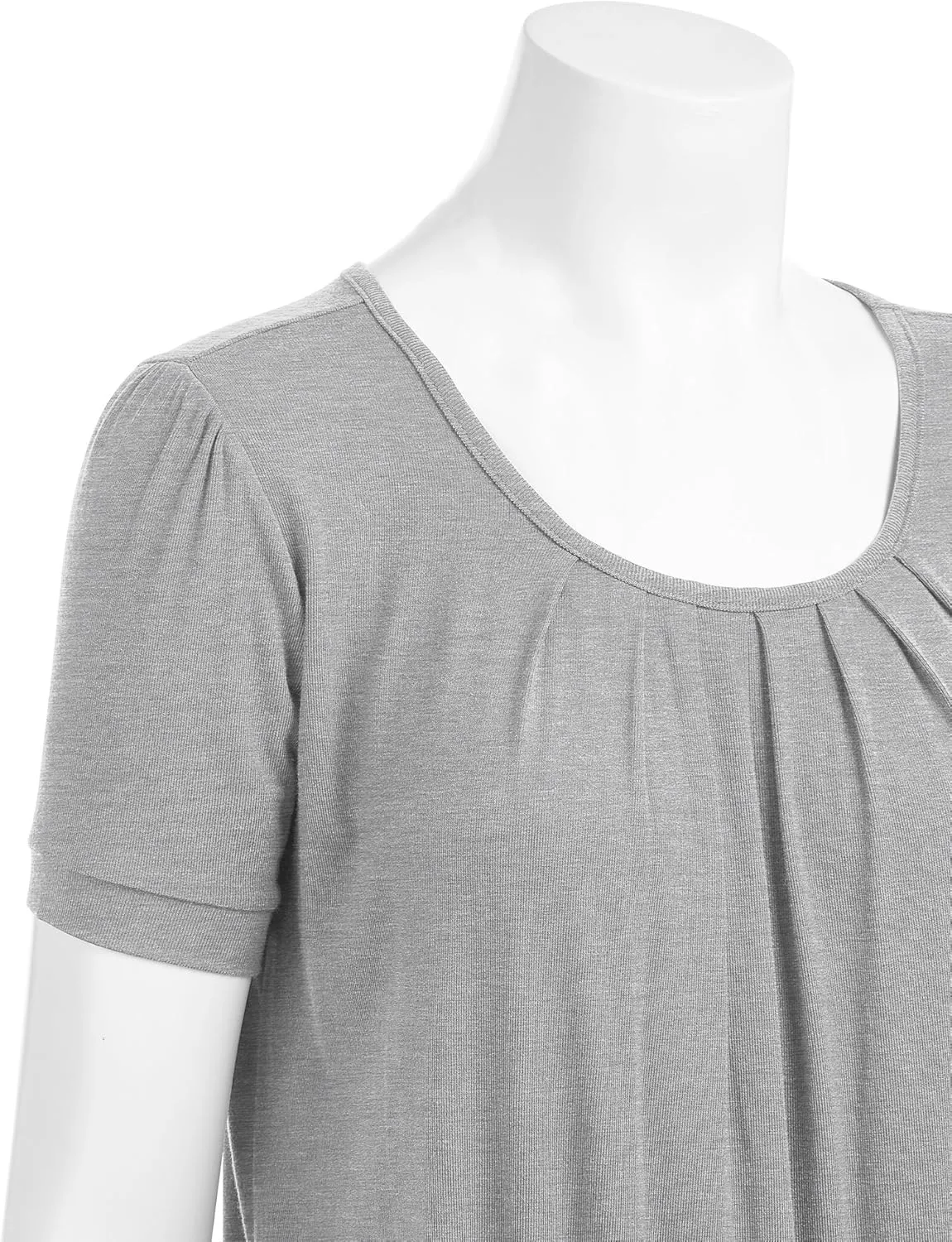 LL Womens Scoop Neck Short Sleeve Front Pleated Tunic - Made in USA