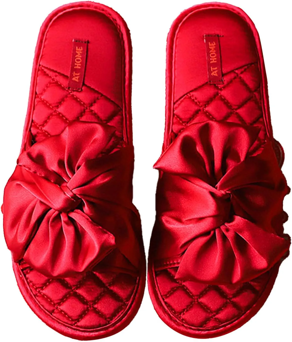 Loizziuy Bow Knot Slippers for Women: New Summer Stylish Red Silk Design for Weddings Anti-slip and Ideal for Home Use