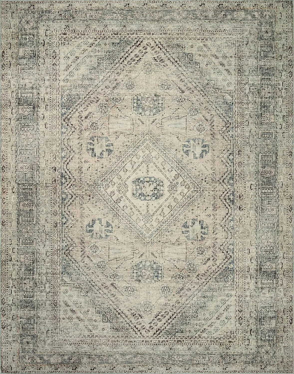 Loloi Magnolia Home by Joanna Gaines Sinclair Collection SIN-04 Natural/Sage 2'-0" x 5'-0", .25" Pile Height, Machine Washable, Accent Rug