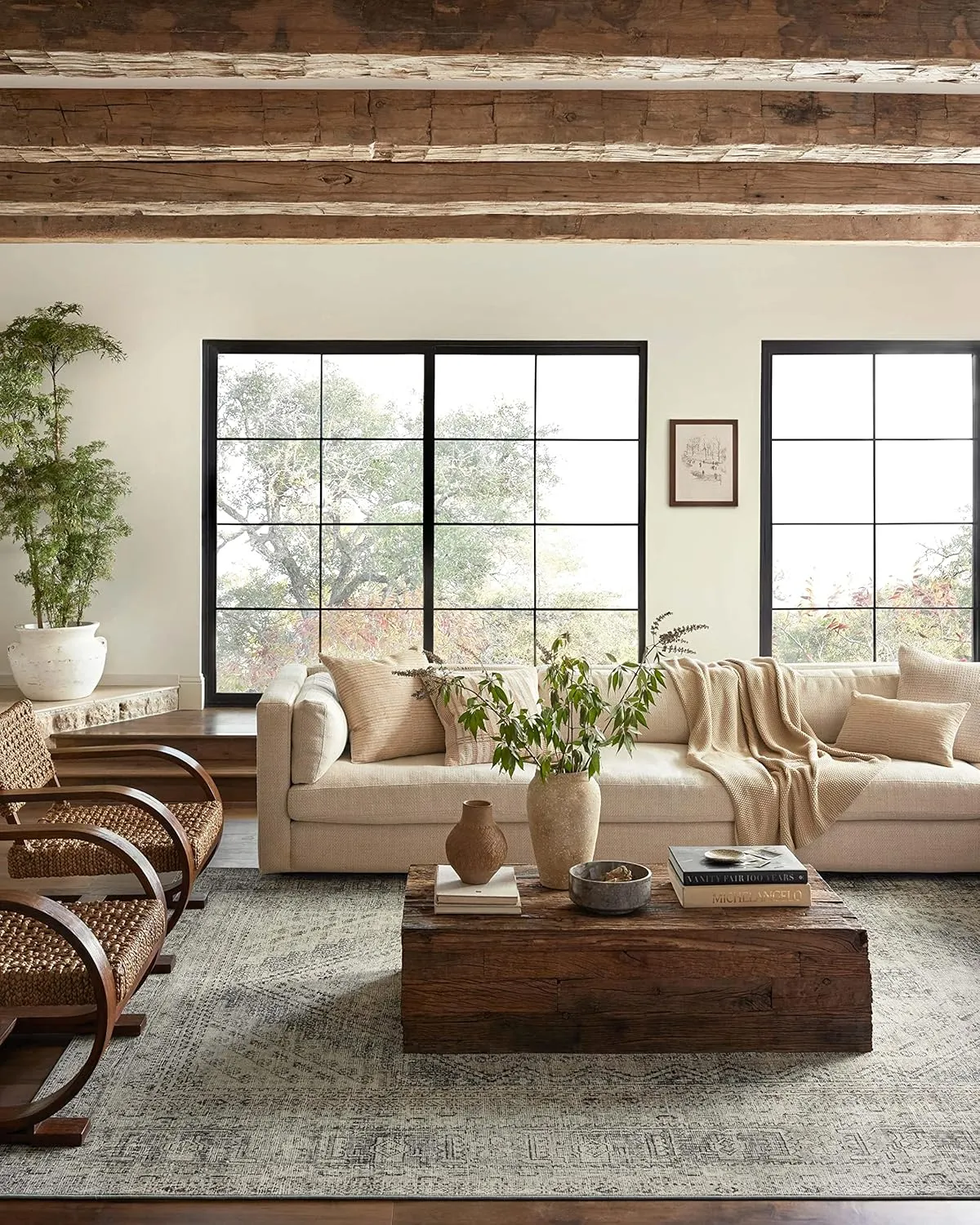 Loloi Magnolia Home by Joanna Gaines Sinclair Collection SIN-04 Natural/Sage 2'-0" x 5'-0", .25" Pile Height, Machine Washable, Accent Rug