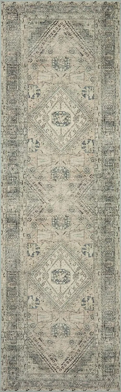 Loloi Magnolia Home by Joanna Gaines Sinclair Collection SIN-04 Natural/Sage 2'-0" x 5'-0", .25" Pile Height, Machine Washable, Accent Rug