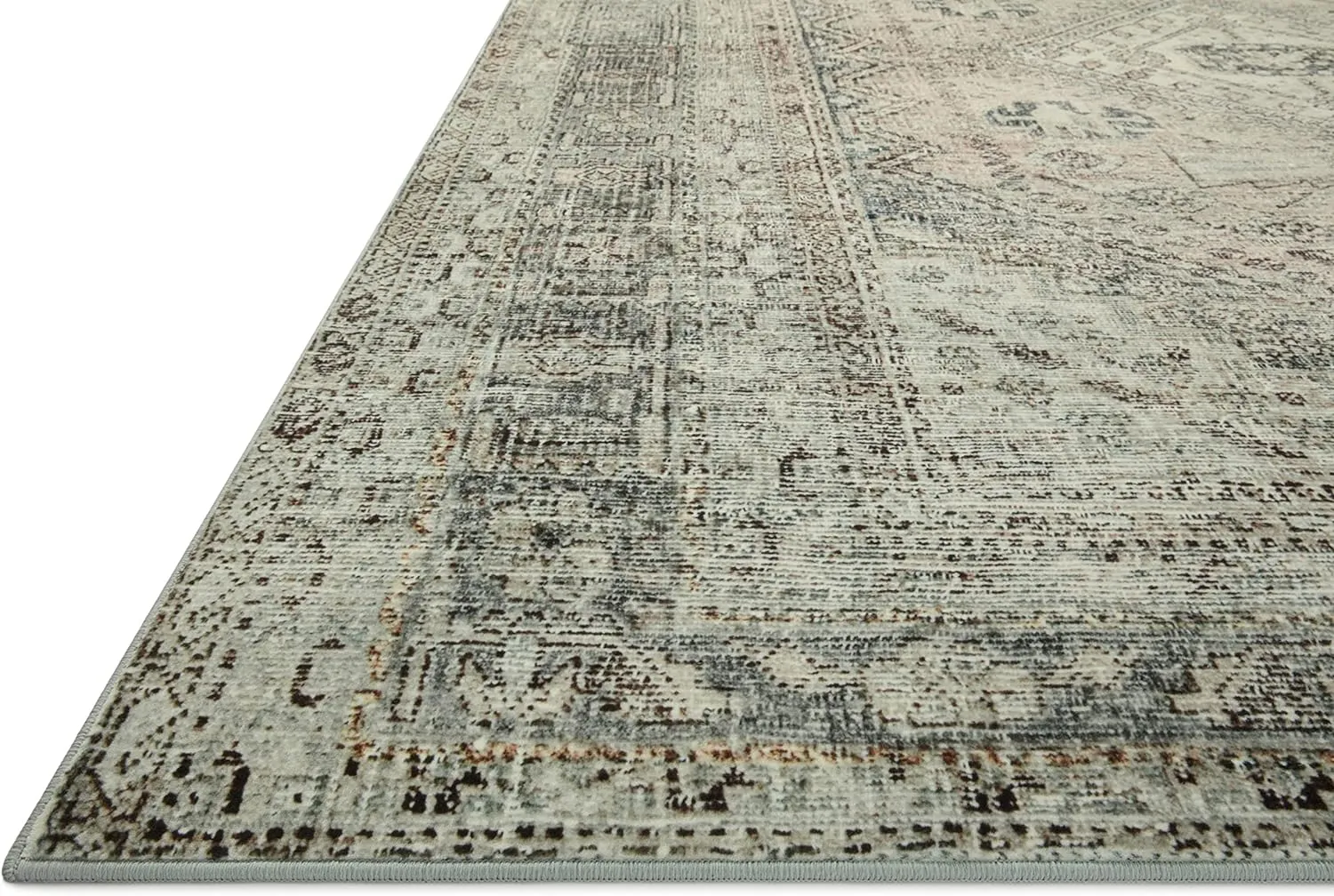 Loloi Magnolia Home by Joanna Gaines Sinclair Collection SIN-04 Natural/Sage 2'-0" x 5'-0", .25" Pile Height, Machine Washable, Accent Rug