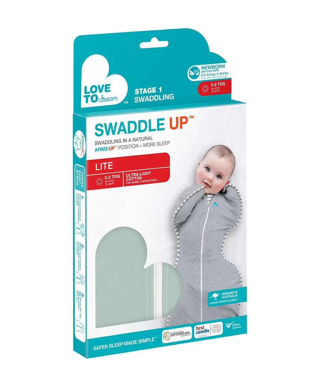Love to Dream Swaddle, Baby Sleep Sack, Swaddle Up Self-Soothing Swaddles for Newborns, Get Longer Sleep, Snug Fit Helps Calm Startle Reflex, Lite 0.2 Tog Sleep Sack, 5-8.5 lbs, Olive