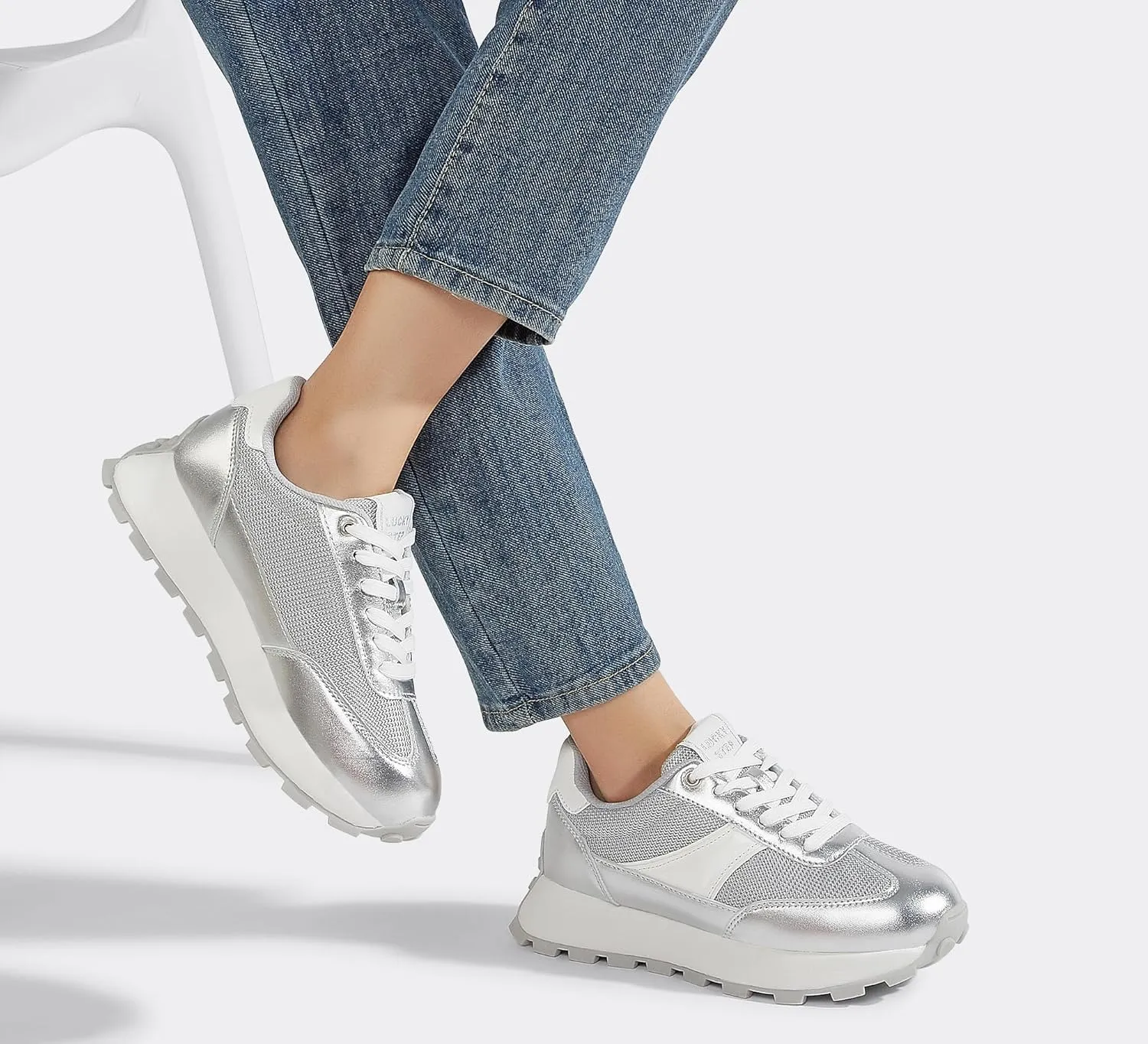 LUCKY STEP Women's Platform Retro Sneakers Classic Trainers Casual Footwear Tennis Running Chunky Lace-up Stylish Walking Shoes