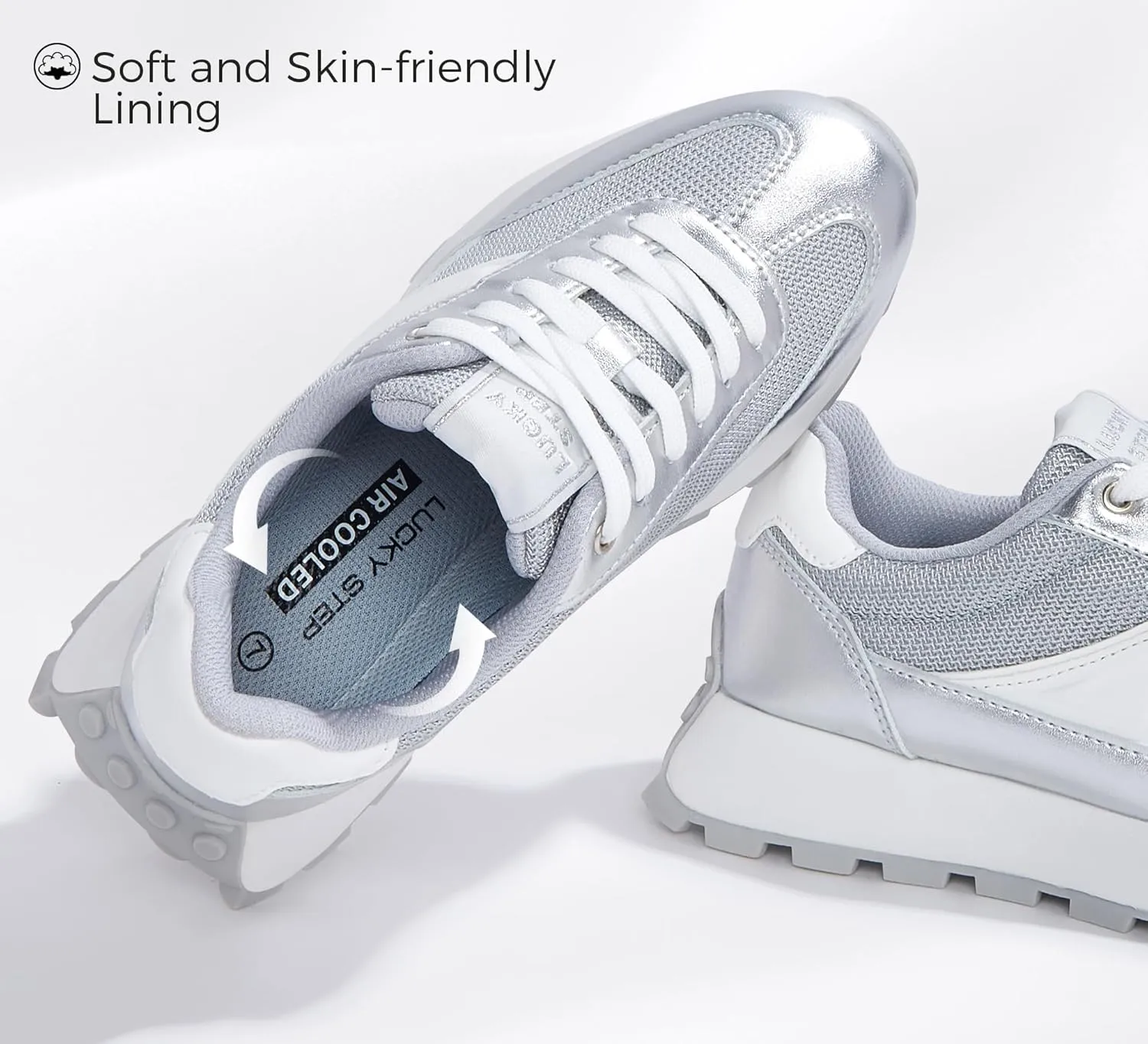 LUCKY STEP Women's Platform Retro Sneakers Classic Trainers Casual Footwear Tennis Running Chunky Lace-up Stylish Walking Shoes