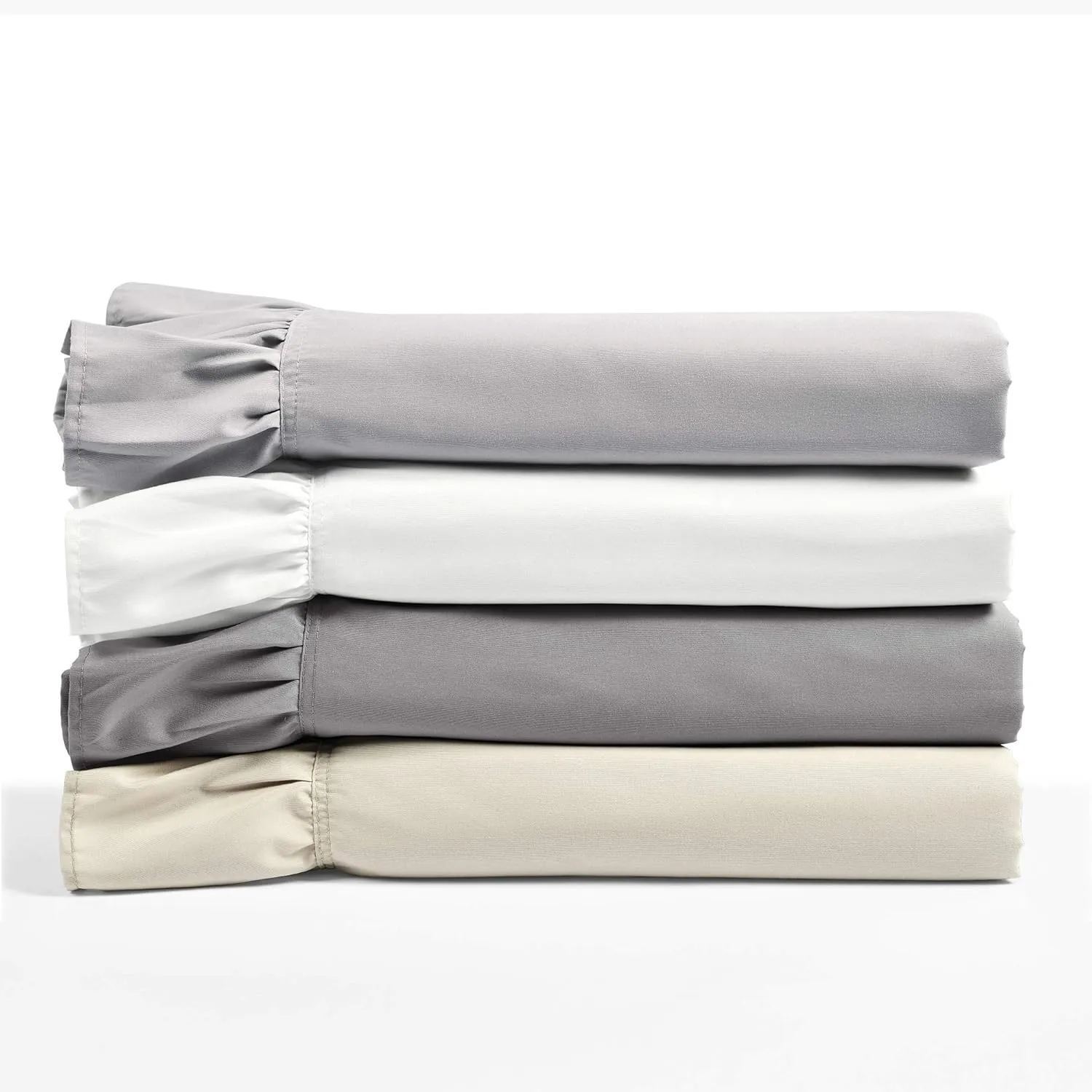 Lush Decor Reyna Ruffle, King, White 6 Count