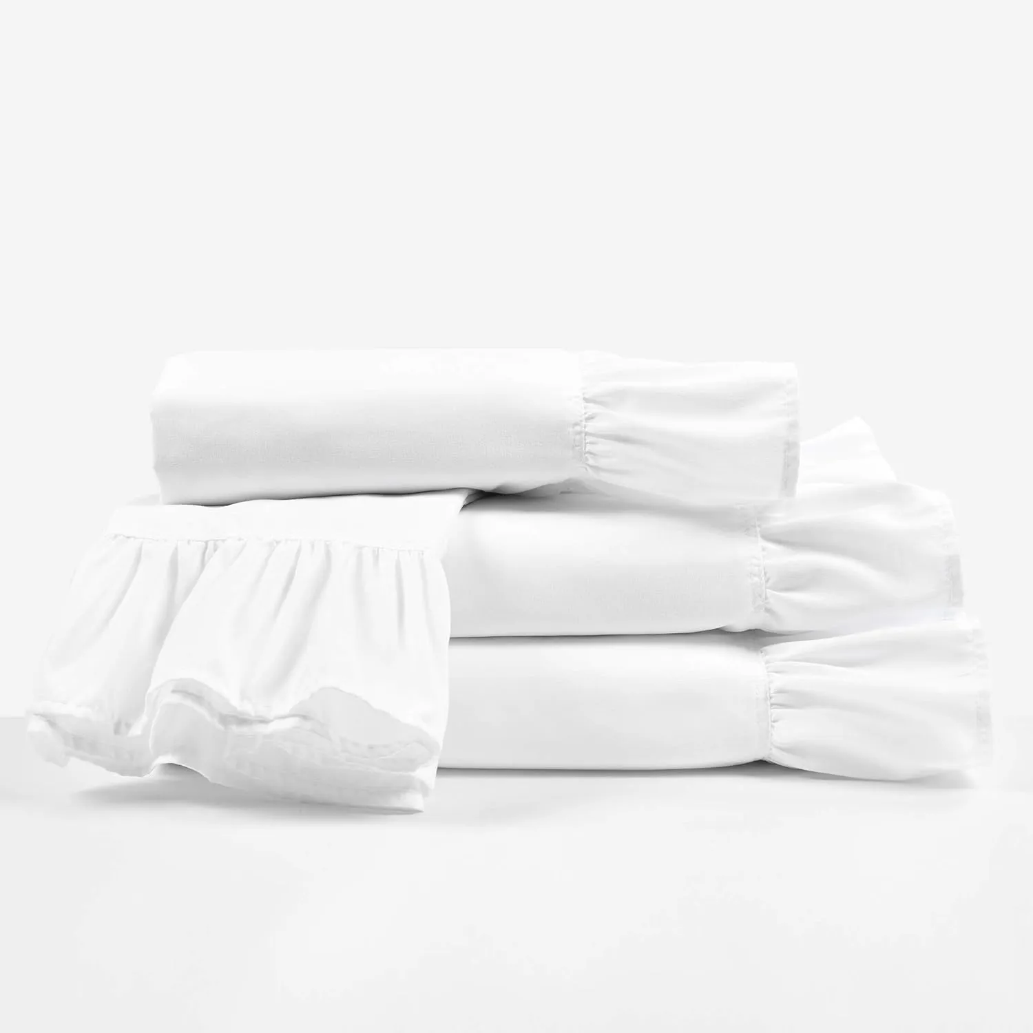 Lush Decor Reyna Ruffle, King, White 6 Count