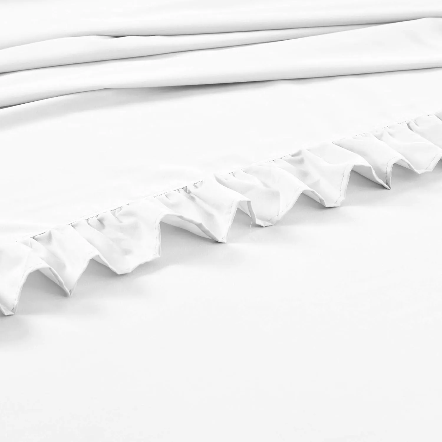 Lush Decor Reyna Ruffle, King, White 6 Count