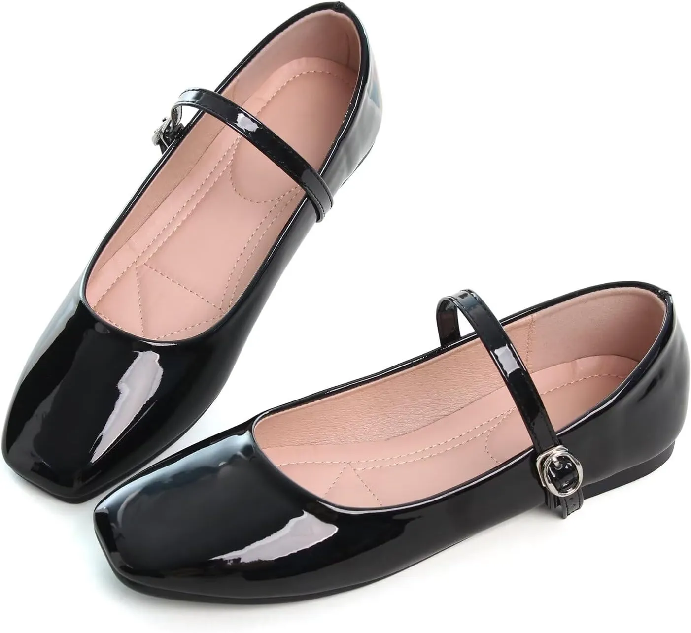 LUXINYU Women's Slip on Flats,Classy Round Toe Solid Classic Mary Jane Ballet Dance Shoes Soft Comfortable PU Flat Shoes