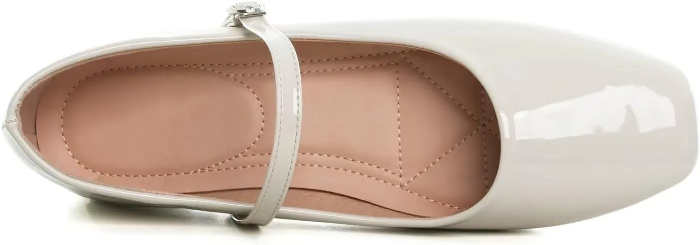 LUXINYU Women's Slip on Flats,Classy Round Toe Solid Classic Mary Jane Ballet Dance Shoes Soft Comfortable PU Flat Shoes