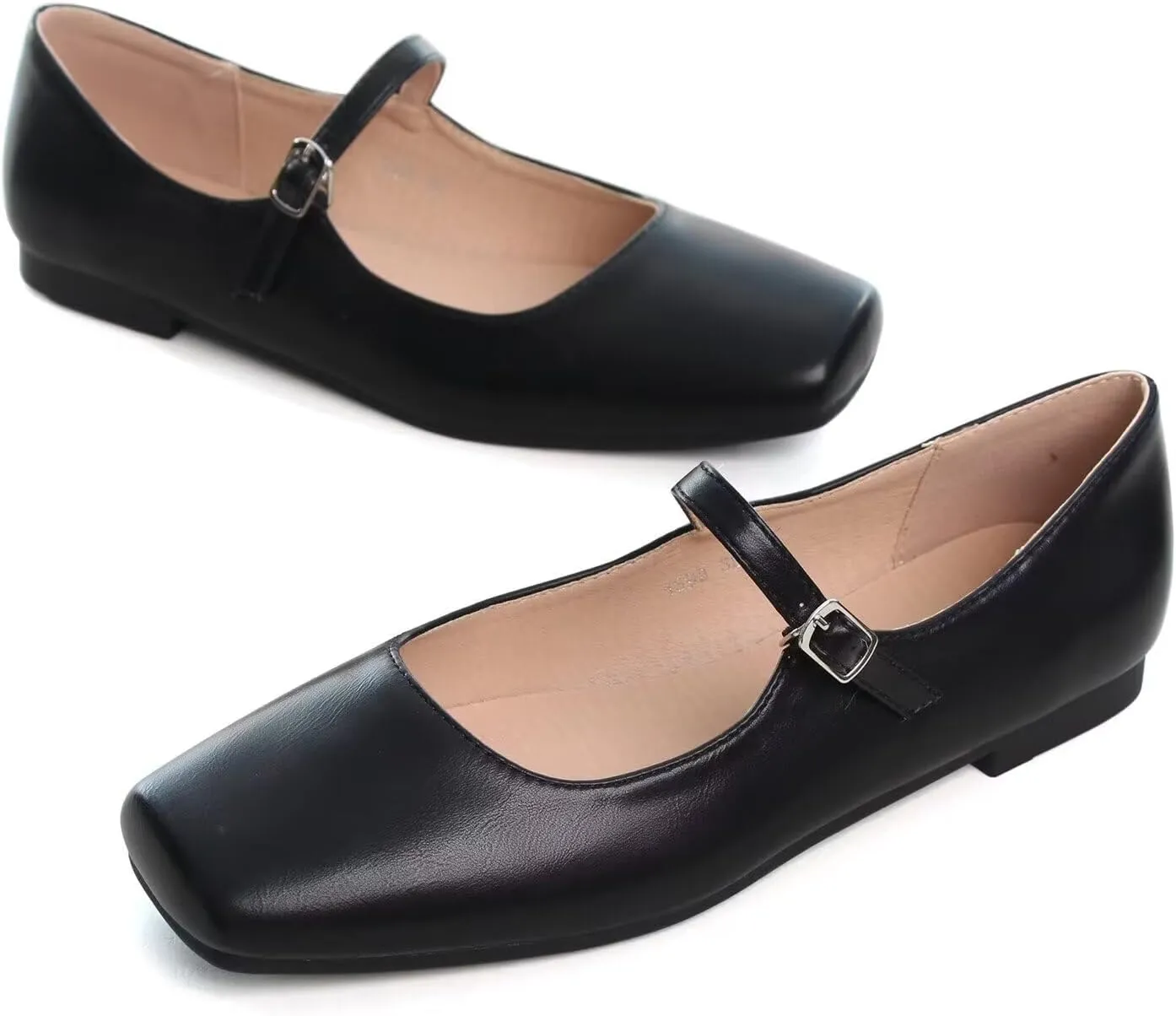 LUXINYU Women's Slip on Flats,Classy Round Toe Solid Classic Mary Jane Ballet Dance Shoes Soft Comfortable PU Flat Shoes
