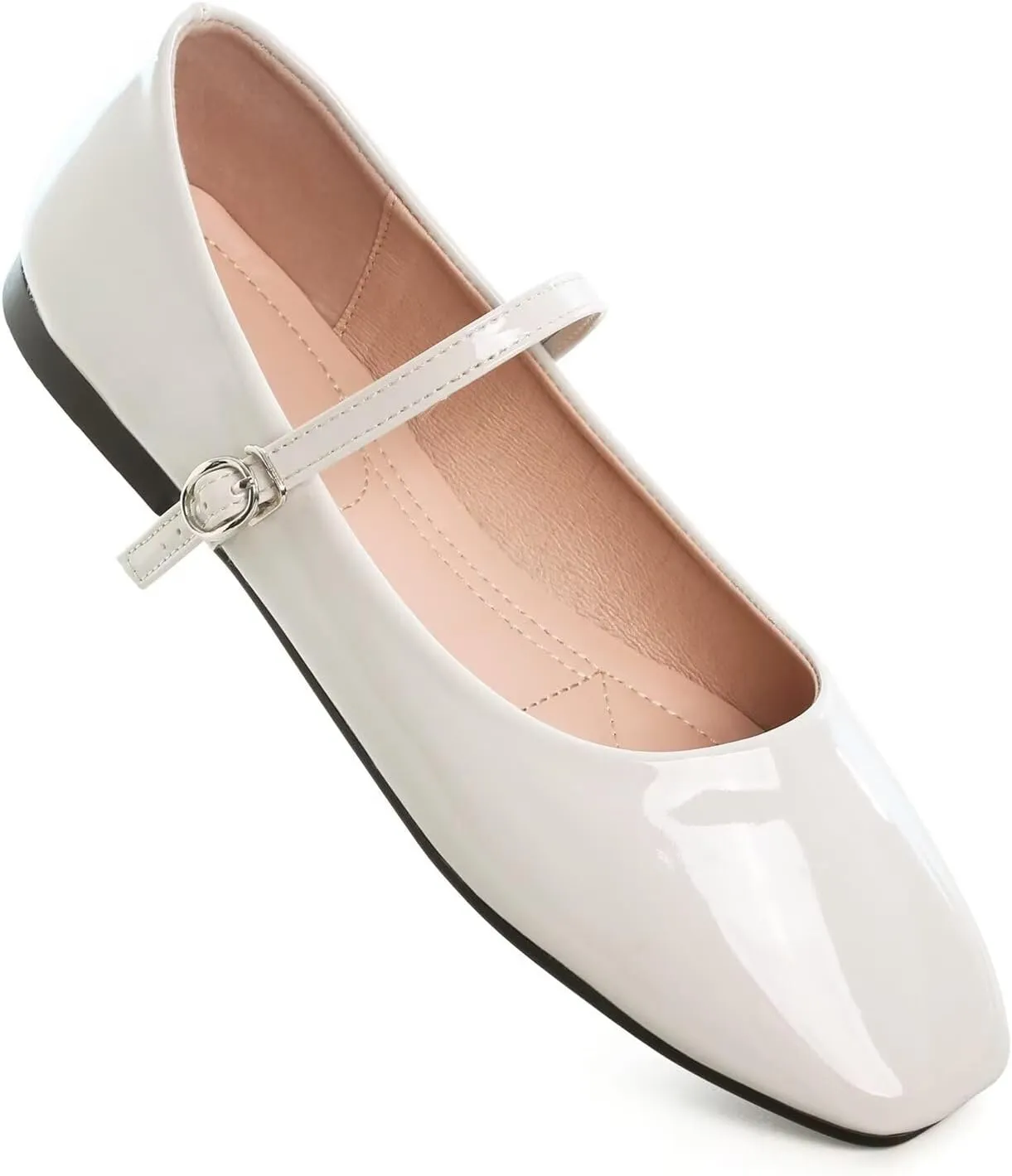 LUXINYU Women's Slip on Flats,Classy Round Toe Solid Classic Mary Jane Ballet Dance Shoes Soft Comfortable PU Flat Shoes
