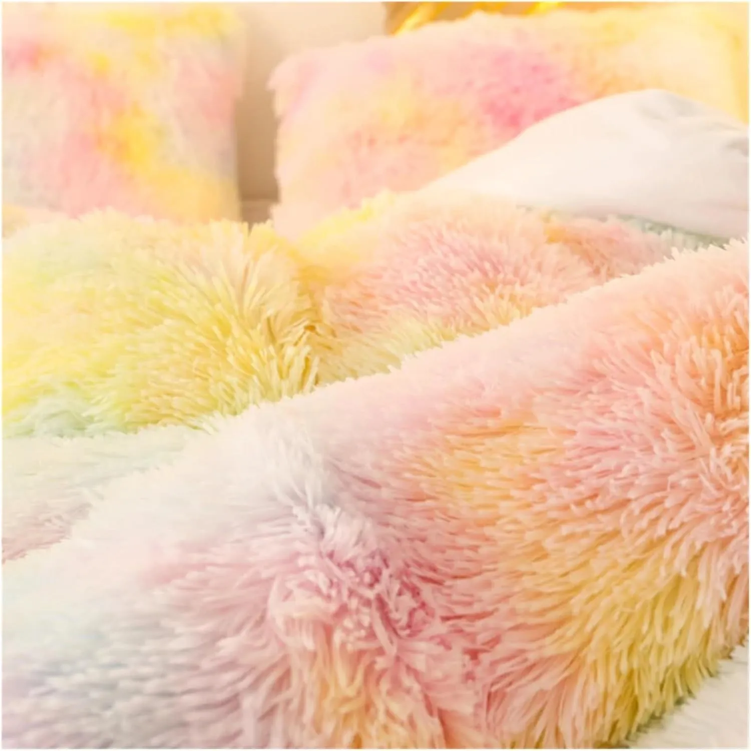 Luxury 4-Pcs Super Shaggy Soft Coral Fleece Warm Cozy Princess Girls Bedding Set Mink Velvet Quilt Cover Comforter Set Blanket,Pillowcase Sheet Set 4 Pieces ui(B,Twin)
