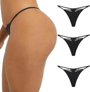 Maidenform Women's M Adjustable String Thong Underwear, No show Panties, Multi-way Straps, 3 pack