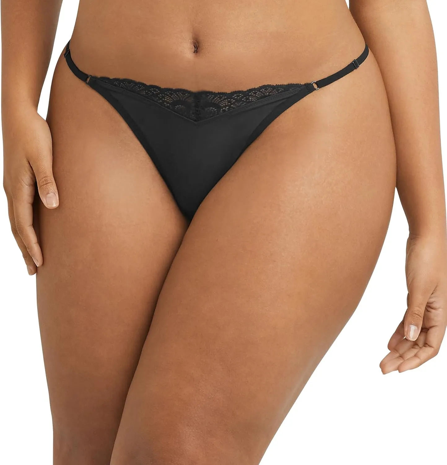 Maidenform Women's M Adjustable String Thong Underwear, No show Panties, Multi-way Straps, 3 pack