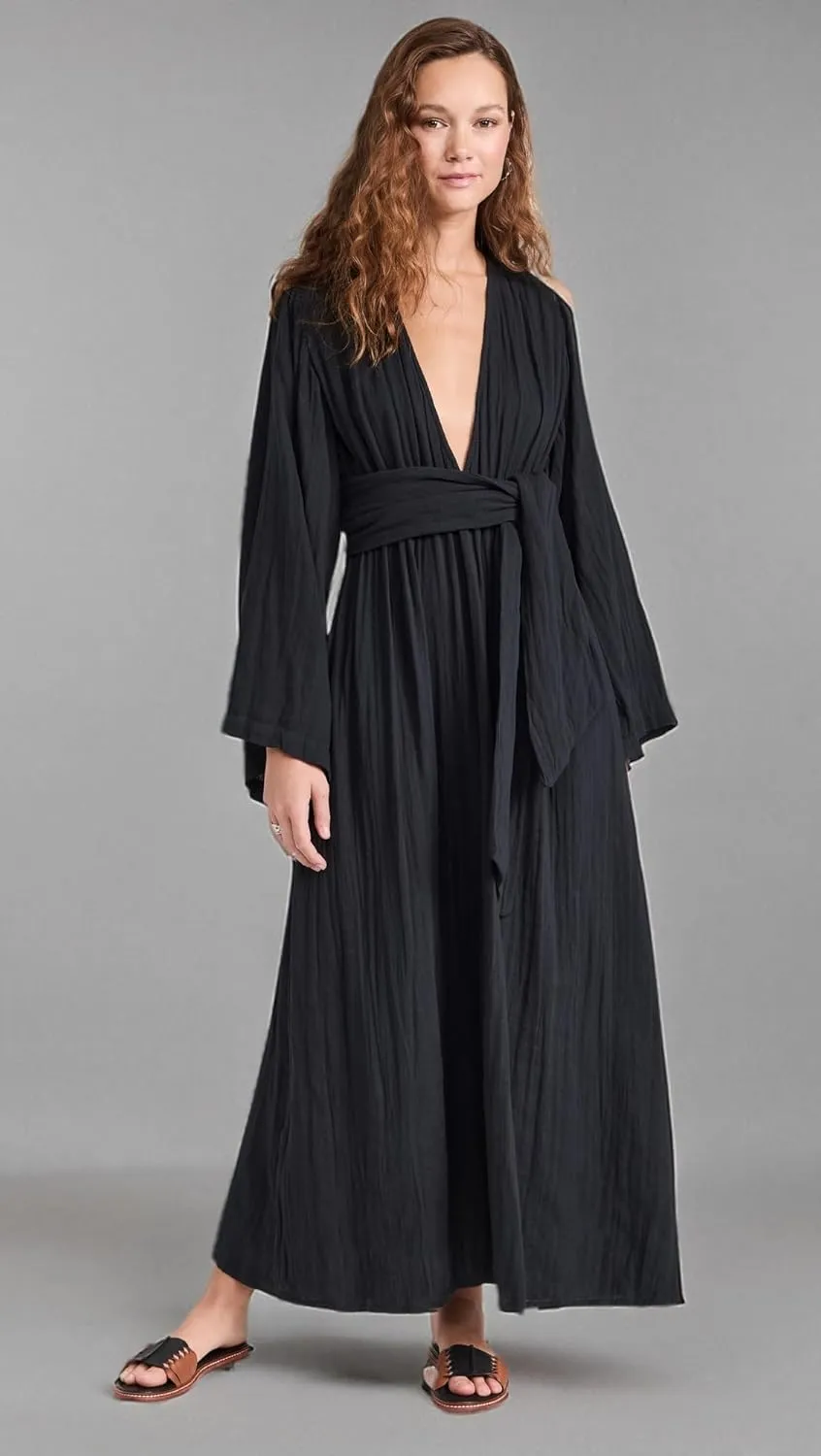 Mara Hoffman Women's Blair Long Sleeve Deep-V Maxi Dress
