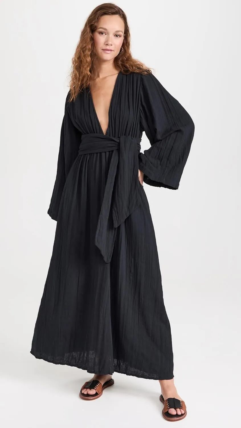 Mara Hoffman Women's Blair Long Sleeve Deep-V Maxi Dress