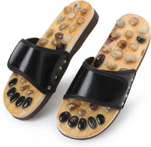 Massage Slippers with Earth Stone, Helps Plantar Fasciitis Lower Back Heel Pain