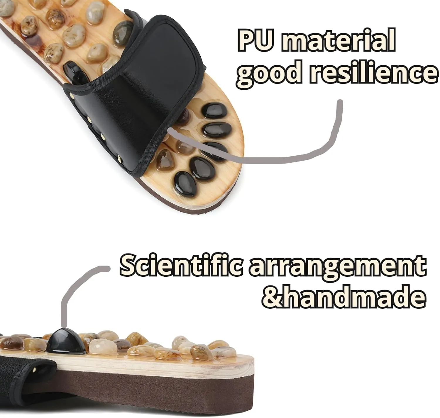 Massage Slippers with Earth Stone, Helps Plantar Fasciitis Lower Back Heel Pain