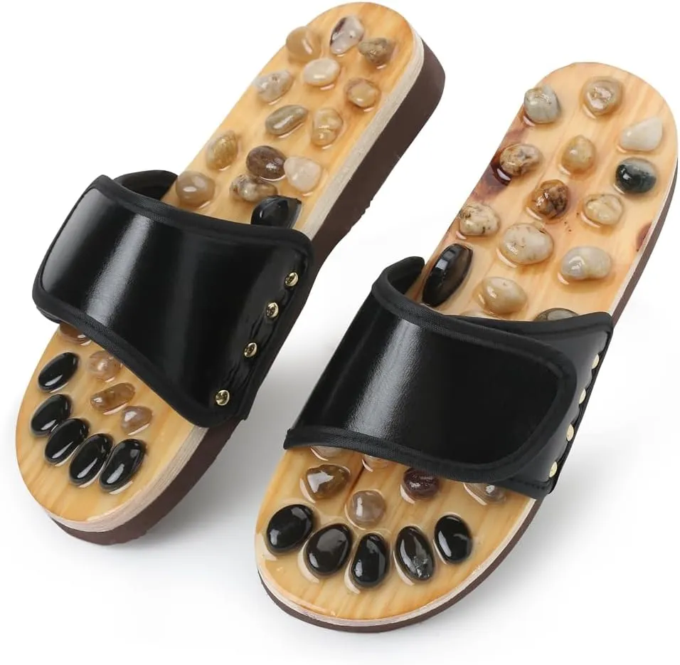 Massage Slippers with Earth Stone, Helps Plantar Fasciitis Lower Back Heel Pain