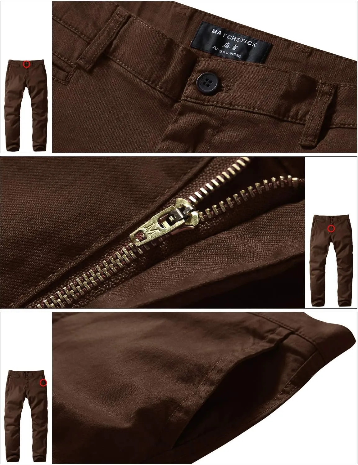 Match Men's Slim Tapered Stretchy Casual Pants #8105