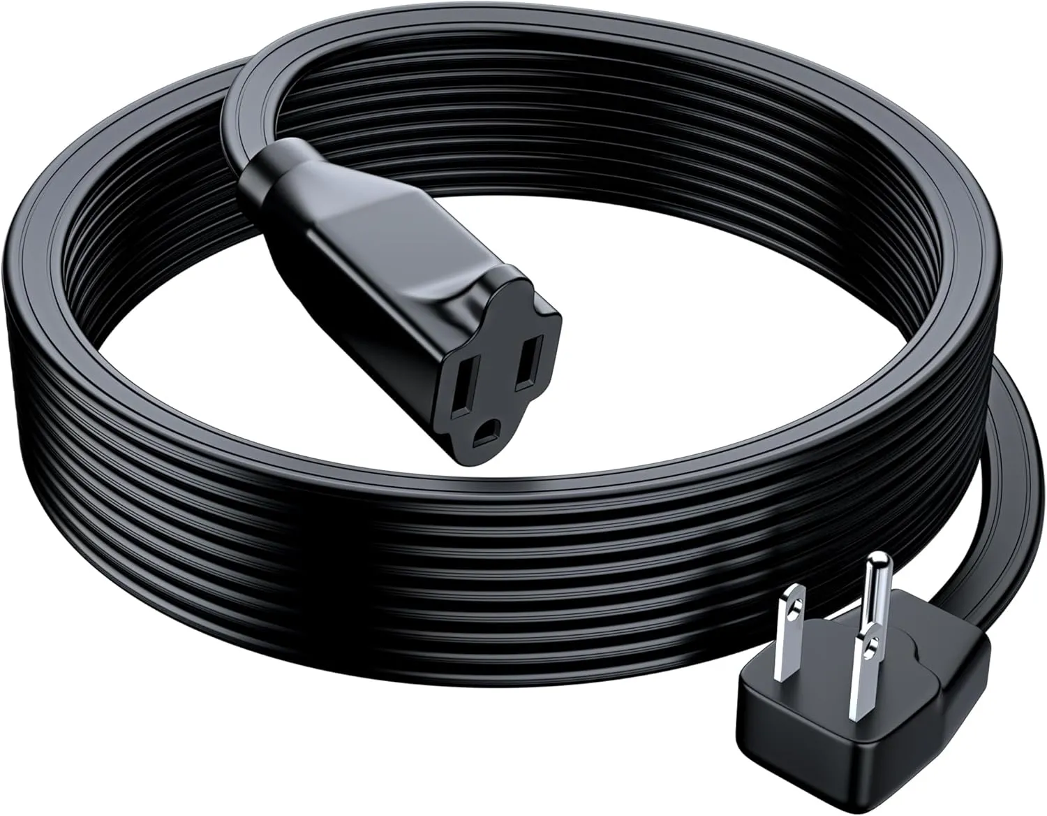 Maximm Extension Cord Heavy Duty (15 Feet) Flat Wire 3-Prong Flat Plug, 14 AWG Power Cord - UL Certified, Black, Ideal for Home and Office Use, Appliances, Electronics, Power Tools